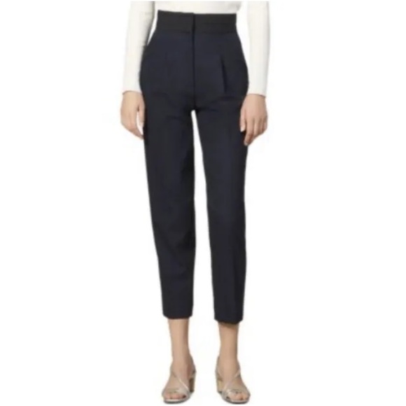Sandro Pants - NWT SANDRO Womens Smoky Cummerbund-Detail Pants Black & Blue Size Sm MSRP $280